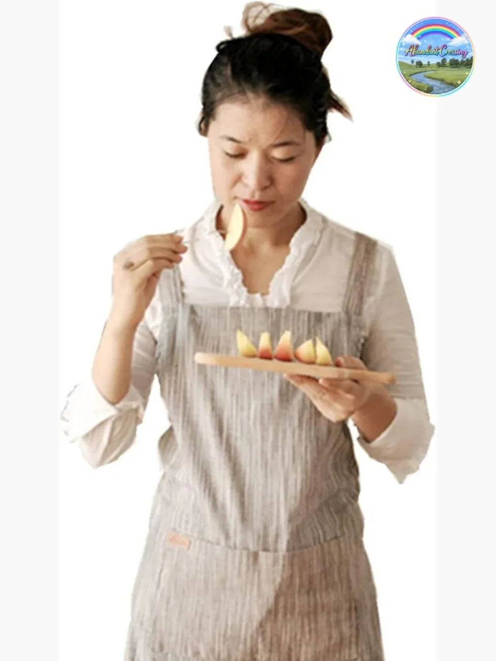 Linen Pinafore Japan Style Apron No Tie Two Pockets Halter Cross Bandage